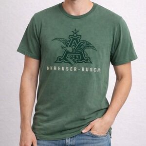 Anheuser-Busch Graphic Tee Camp David T-Shirt Mens Medium Green Short Sleeve